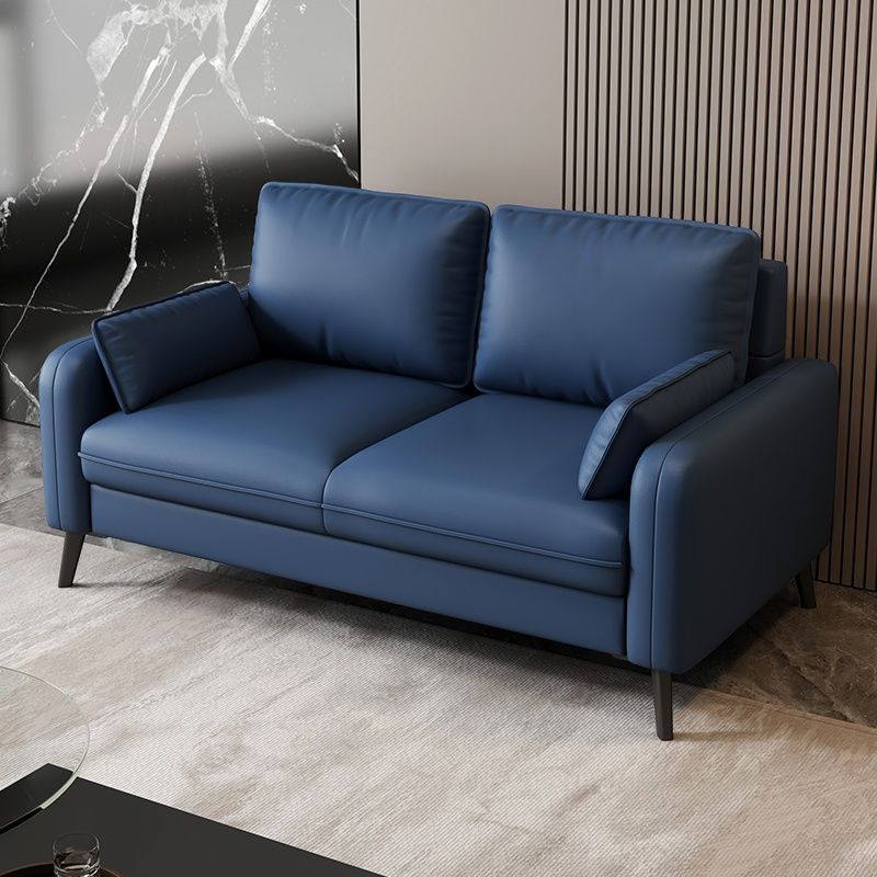 Pu Leather Loveseat in Cerulean/Olive Green/Amber Color with Armrest