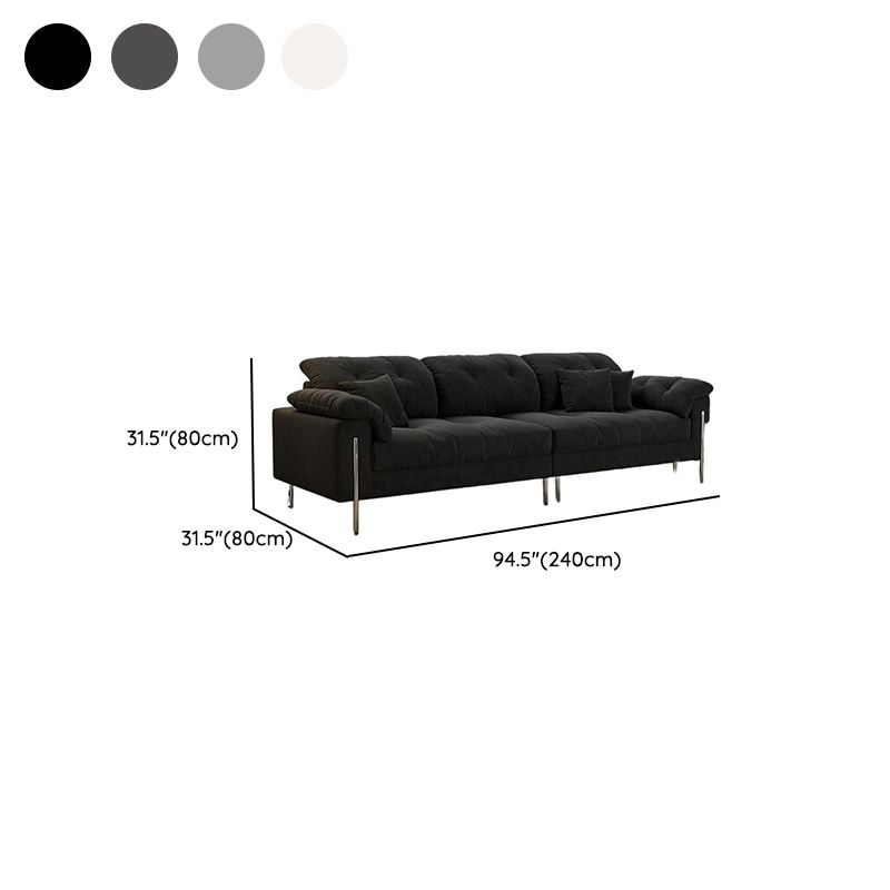Drawing Room Standard Sofa in Midnight Black/Light Gray/Off-White with Armrest and 3 Pillows