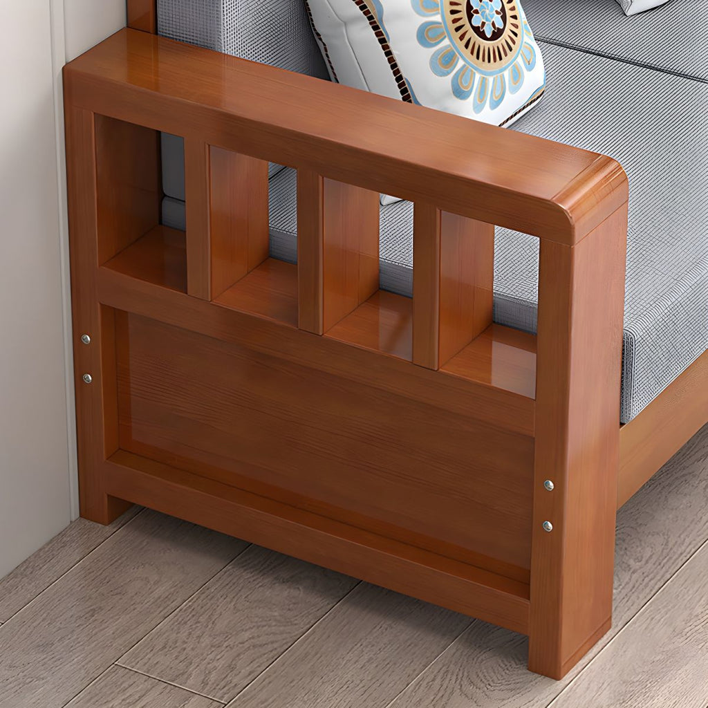 Modern Farmhouse Sofa in Solid Wood with Square Arms for Living Room