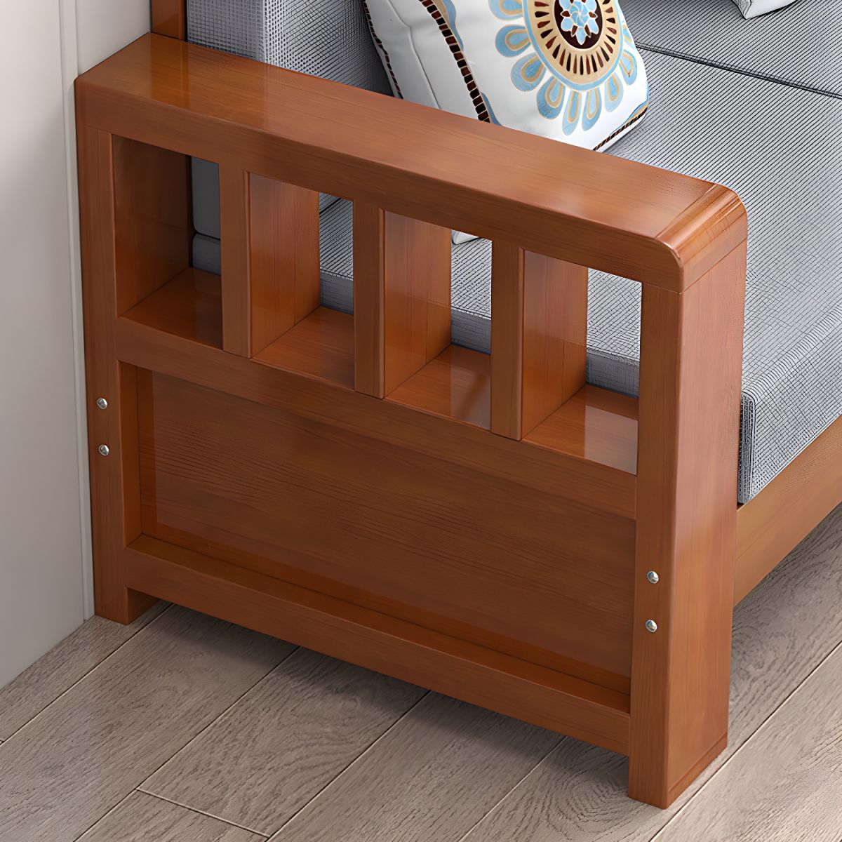 Modern Farmhouse Sofa in Solid Wood with Square Arms for Living Room