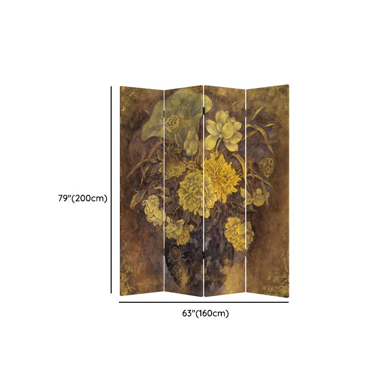 Multicolor Opaque Fold-up Screen Divider with Natural Wood Frame, 4 Panels/3 Panels, Double Sided Print, and Independent Free Standing