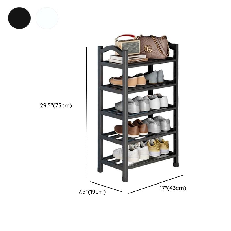 Art Deco Polymerized Material Rectangle Shoe Rack with 5/4/3 Shelves, Floor Mounted for 1-20 Pairs in Bedroom