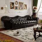 Modish Solid Color Water Resistant Standard Sofa in Midnight Black/Jade Green/Espresso, Seats 3/2-seater with 1 Pillow