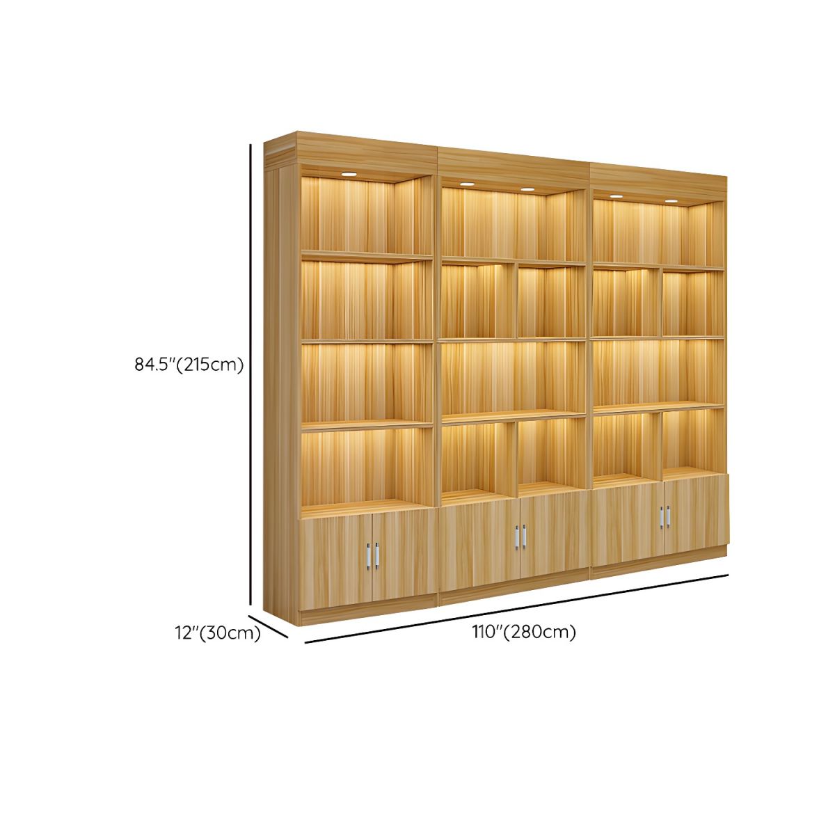 Multi-shelf Modern & Contemporary Style Wood Hutch Cabinet for Living Room