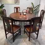Modish Solid Wood Dining Table in Sepia with Hiding Leaf Legs for Seats 4