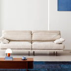 Standard Sofa in Navy Blue/Beige with 1 Pillow