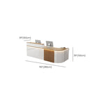 L-Shape Manufactured Wood Top Reception Desk with Hutch, Desk Return, Filing Cabinet & Keyboard Tray