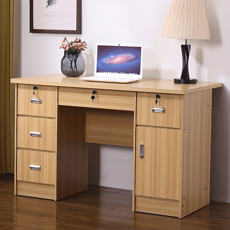 Locking Drawer Cabinet with Timber Base in Brown, Damp-proof with 5 Drawers and Twin Support, Featuring Front Splash