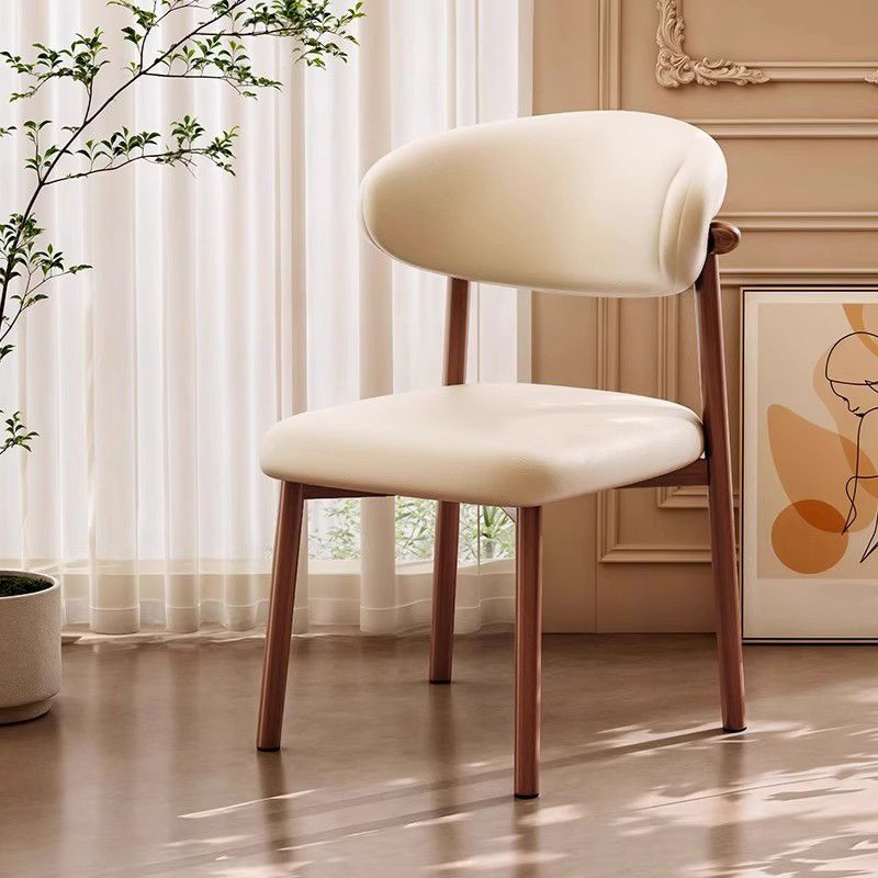 Art Deco Dinette Side Chair with Ventilated Back, Cushion Upholstery, Alloy Legs, and Foot Pads