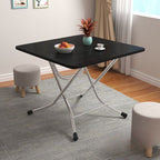 Silver Composite Wood Dining Table with Crossed Legs, Scratch-proof and Foldable Square Top for 2-seater