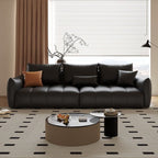 Contemporary Modern Solid Color Stain Resistant Standard Sofa/Loveseat/Single Sofa in Midnight Black with 1-seater/Seats 5/Seats 4 and 2 Pillows