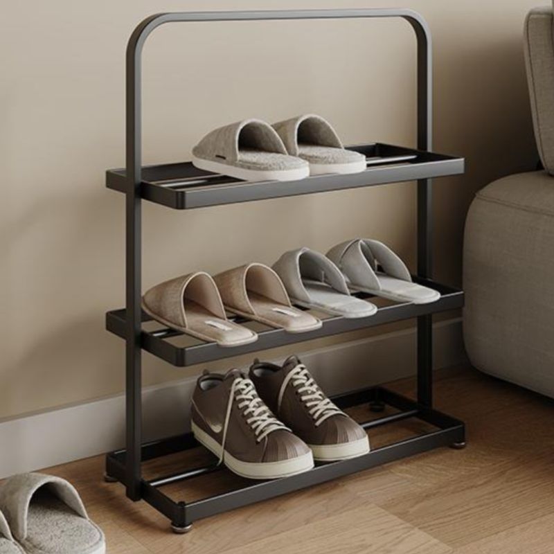 Art Deco/Glam Iron Rectangle Shoe Rack with 3 Shelves for 1-10 Pairs in Drawing Room