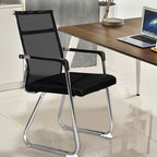 Simple Upholstered Office Chairs in Midnight Black with Armrest and Ergonomic Design