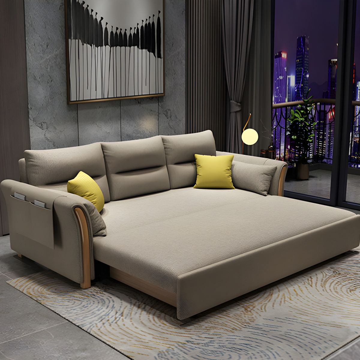 Fabric Sofa Bed Settee Furniture Flared Arm Latex Filled Sofa