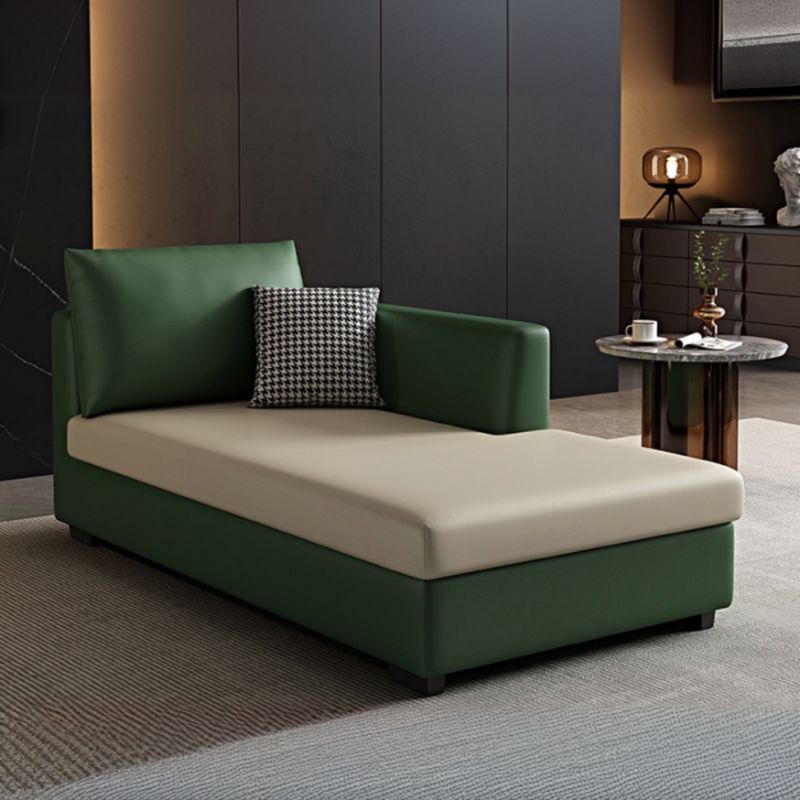 Modern Simple Style Chaise Chair for Bedroom with Solid Color in Light Gray, Butter Color, or Navy Blue, Featuring Left-Arm Chaise, Left Arm, Separable Cushions, and 2 Pillows