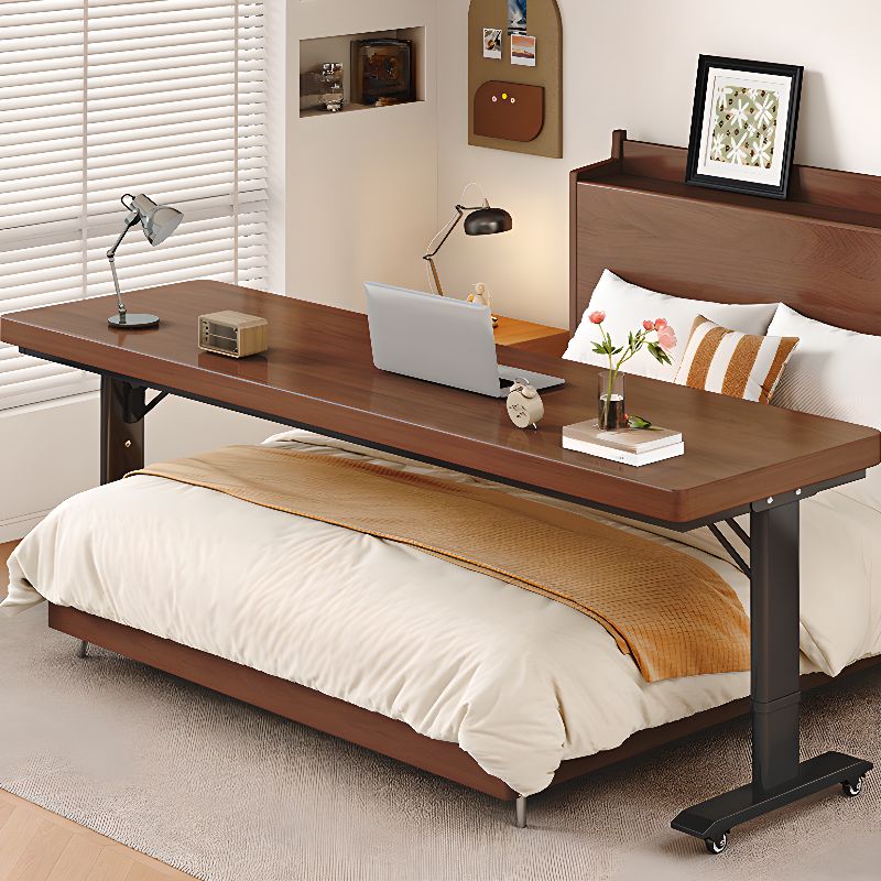 Free Standing Unfinished Color/Chalk/Dove Grey Scratch-immune T-Shape Height-Adjustable & Standing Desk with Lockable Brakes & Wheels / Casters, Manually Controlled Flexible Height