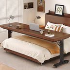 Free Standing Unfinished Color/Chalk/Dove Grey Scratch-immune T-Shape Height-Adjustable & Standing Desk with Lockable Brakes & Wheels / Casters, Manually Controlled Flexible Height