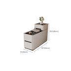 Block Base Gloss Finish Chairside Table with 3 Drawers