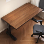 Casual Adjustable Height Standing Desk with Bend-resistant Trestle Base, Manual Height Adjustment, Ink/Chalk/Light Brown Top, Self-supporting