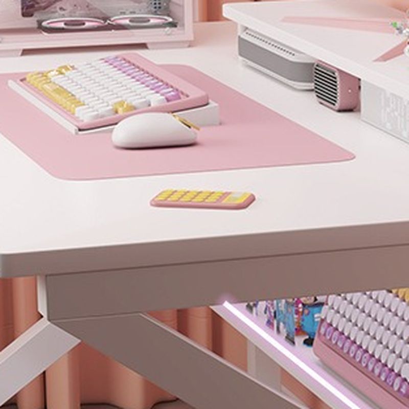Rectangular Steel Table with Scratch Resistant Surface, Shelves, and Toboggan Base, Includes Cable Management