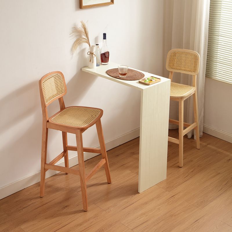 Casual Bar Stools in Midnight Black/Caramel/Natural Color with Cane Back Saddle Seat and Leg Rest