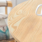 Modern Circular Composite Wood Pub Table with 3 Legs and Container in White/Wood Grain