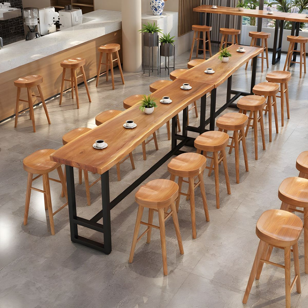 Modern 1/9 Pieces Bar Table Set Rectangle Pine Wood Counter Table with Stools for Cafe
