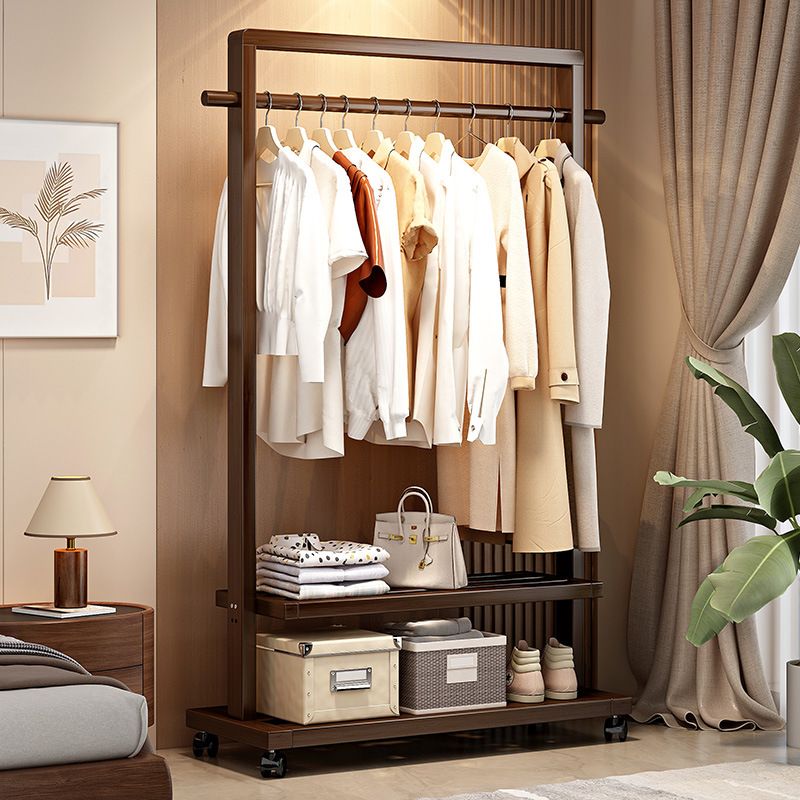 Black/White/Natural Hall Rack with Receptacle, 2 Shelves and 2 Hooks/5 Hooks in a Modern Simple Style