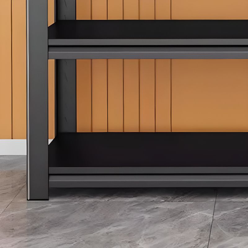 Midnight Black Trendy Storage Shelf with Steel Frame, Unattached Installation