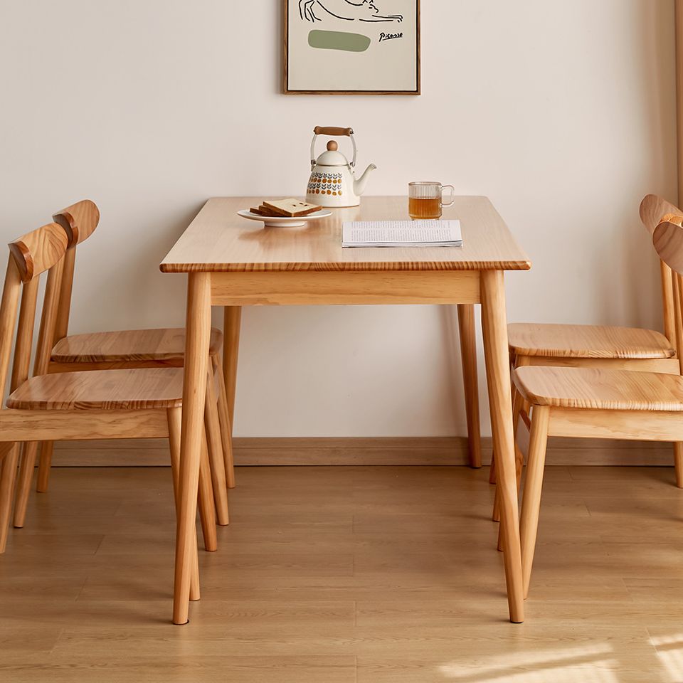 Modish Solid Wood Dining Table in Sepia/Wood Grain with Fixed Legs for Seats 4/Seating for 6