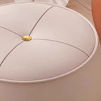 Simple Orbicular Solid Color Standard Ottoman in Vinyl Leather with Stitch-tufted Design