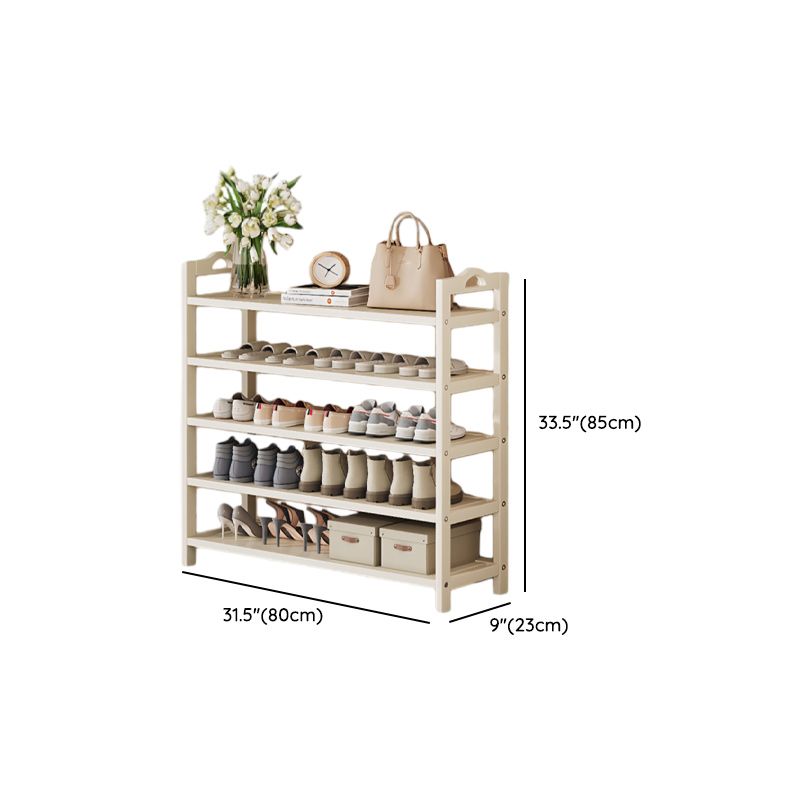 Art Deco Bambusa Rectangle Shoe Rack in Chalk with 6 Shelves for 11-40 Pairs in Drawing Room