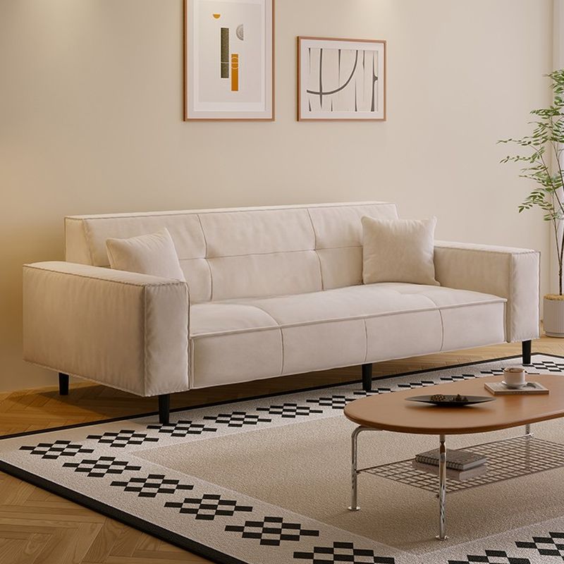Drawing Room Standard Sofa with Flannel Upholstery in Gray/Rose/Cerulean and Armrest