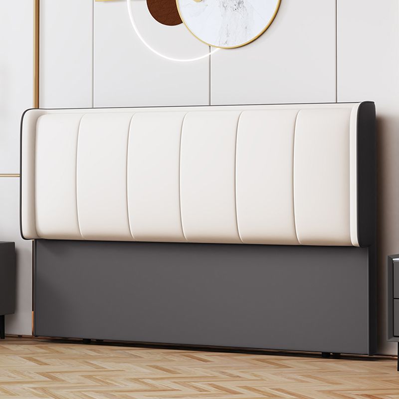 Trendy No Distressing Panel Headboard in Natural Wood, Rectangle Shape for Full/Queen Bed, Sponge Upholstery Fill, Standard Height