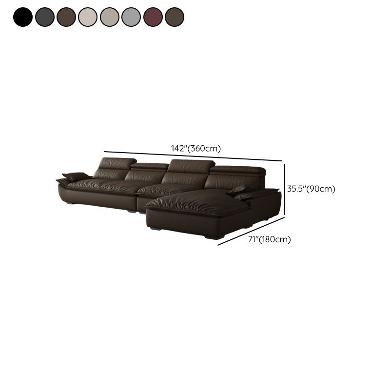 L-Shape Leather Sofa Recliner in White/Espresso/Beige with Right Hand Facing Orientation