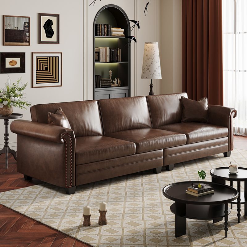 Drawing Room Standard Sofa in Pu Leather with Black/Olive Green/Mocha Upholstery and Armrest