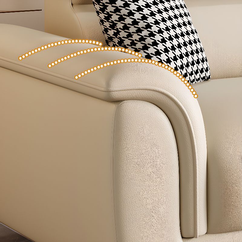 Contemporary Modern Solid Color Water Resistant Standard Sofa in White, 4-seater with 2 Pillows