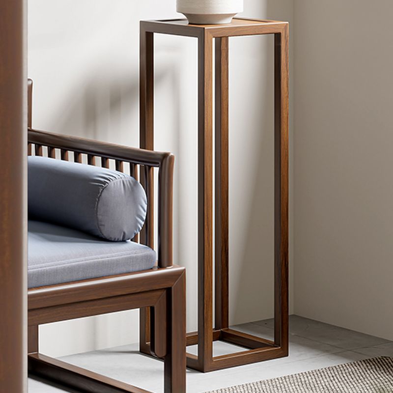 Auburn 1 Tier Square Plant Stand Side Table with Natural Wood Top, 1 Piece Set, 1 Shelf, and Bordered Base