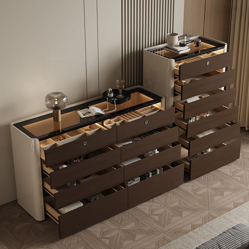 Sepia Modern & Contemporary Laminate Solid Color Jewelry Armoire with Drawers and Lockable