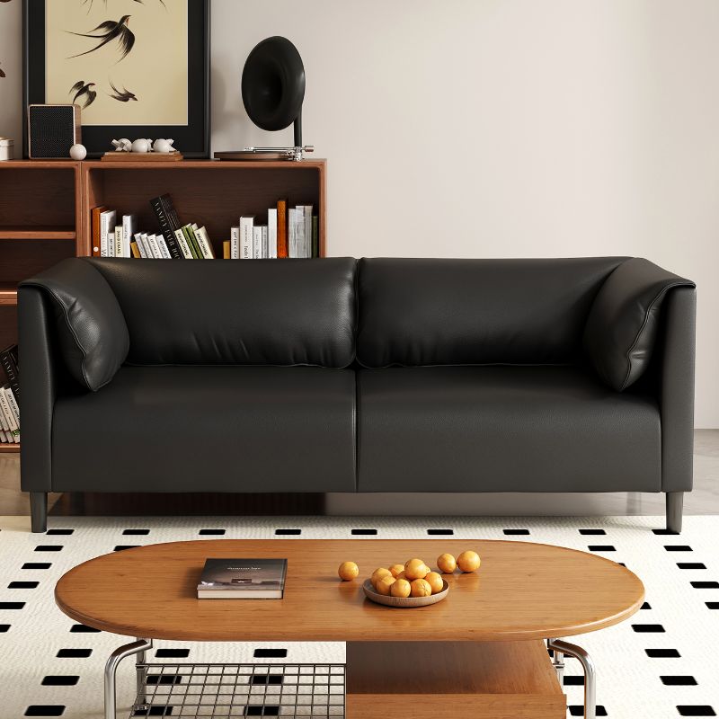 Contemporary Modern Solid Color Stain Resistant Loveseat in Navy Blue/Sage/Amber Color with 2 Pillows, 2-seater
