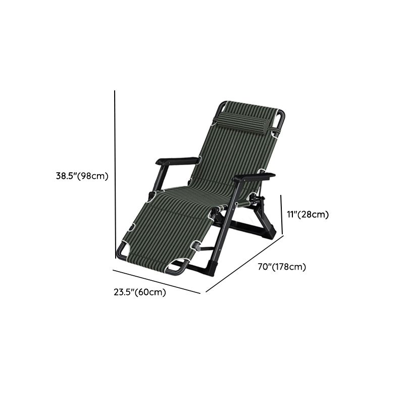 Solid Color/Striped Arm Recliner in Jade Green/Tan with Space-saving Alloy Frame, Standard Base, Locking Back Angle, and Removable Back