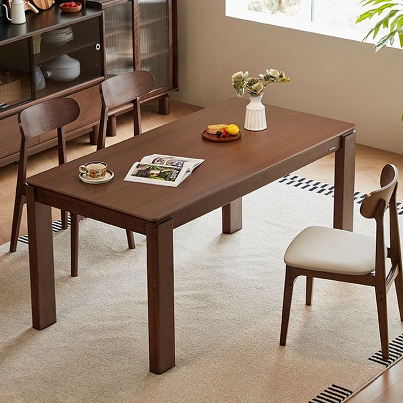 Simplistic Rectangular Dining Table with Tan Rubberwood Fixed Tabletop