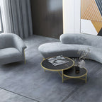 Scandinavian Cushions Tuxedo Arm Curved Living Room Fabric Settee