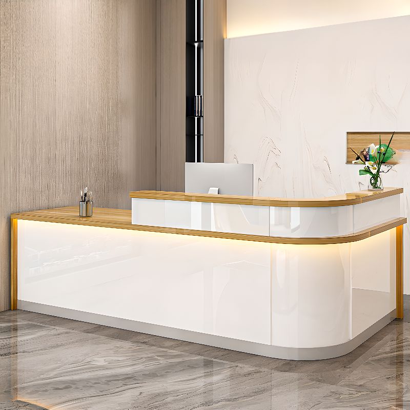 Corner Hydrophobic Desk with 1 Cabinet, Hutch, Keyboard Tray, Desk Return, Filing Cabinet, and Solid Wood Top