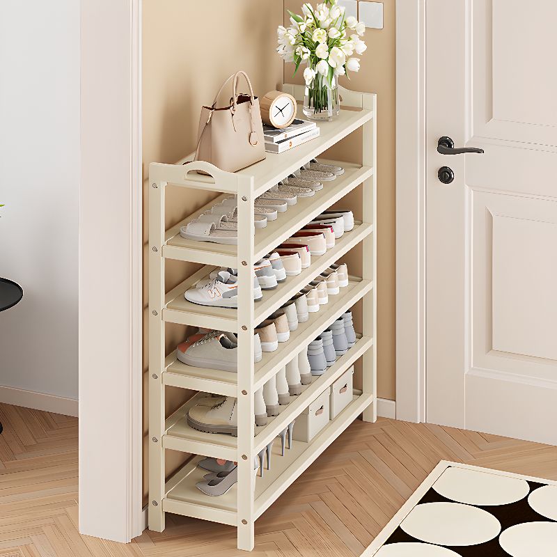 Art Deco Bambusa Rectangle Shoe Rack in Chalk with 6 Shelves for 11-40 Pairs in Drawing Room