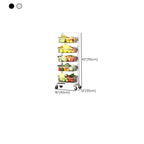 Modish Rectangle Portable Center with Wheels, Metal Countertop, Adjustable Shelves, and Silver Open Storage