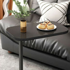 Contemporary C Shaped Engineered Wood Chairside Table, Black/Chalk/Brown Rectangle Top, Table Only
