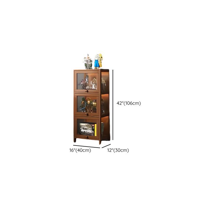Charcoal Simplistic Bambusa Flooring Curio Cabinet with Sealed Cabinet, 2 Shelves/3 Shelves/4 Shelves, 2 Doors/3 Doors/4 Doors