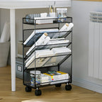 Utility Metal Book Carts Warranty Included Removable Shelves Secure Mobility 4 Wheels