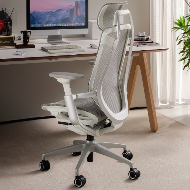Aluminum Frame Glide Multi-levelled Monochromatic Office Chair with Arm, Rollers, Lumbar Support and Adjustable Backrest
